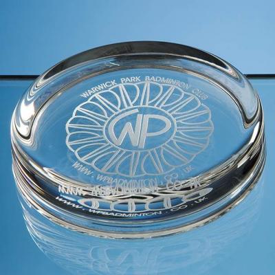 Image of 9cm x 18mm Clear Glass Round Paperweight